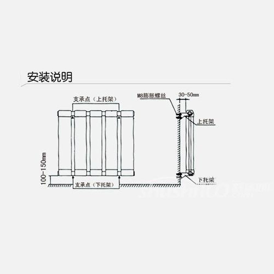 暖气片安装示意图